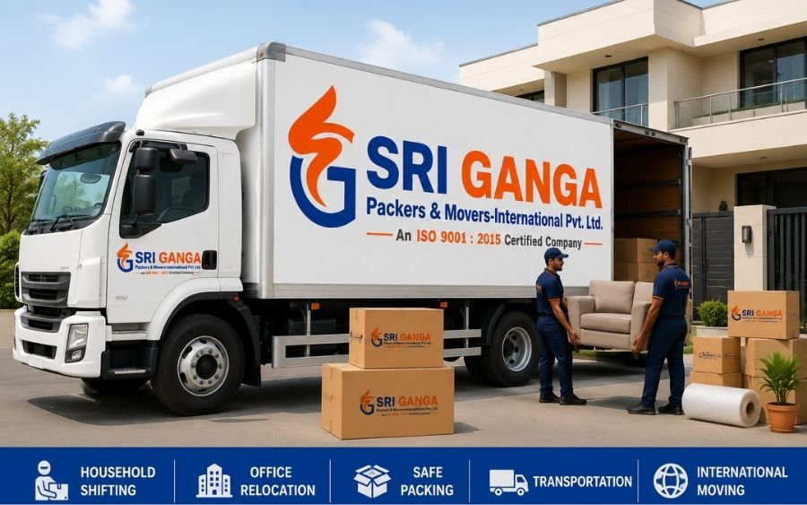 Professional home shifting team of Sri Ganga Packers & Movers in action